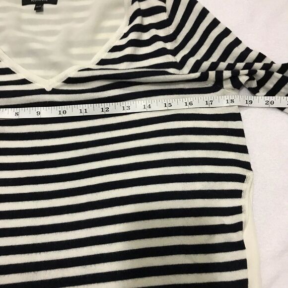 Striped V-Neck Sweater - Black and White - Picture 8 of 9